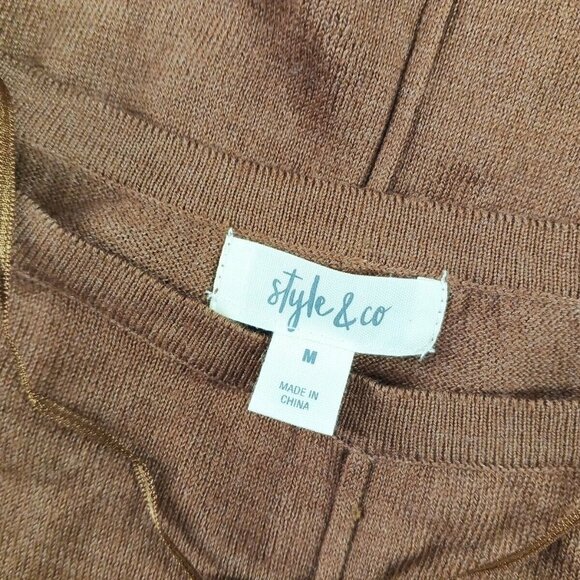 NWT STYLE&CO Basic Tunic Sweater MEDIUM(8-10) Brown Pullover Cotton French Seam - Picture 9 of 11